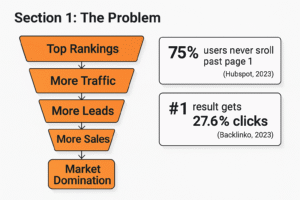 Top Rankings → More Traffic → More Leads → More Sales → Market Domination.