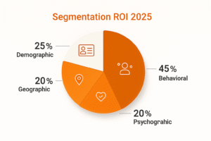 Pie chart of audience segment types and ROI.