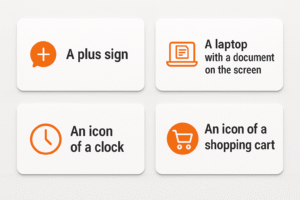 Template cards showing each prompt in copyable format with icons - like index cards on desk