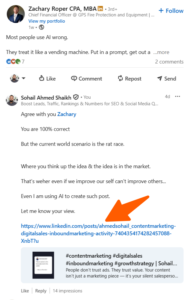 Smart way of Link Sharing in LinkedIn comments