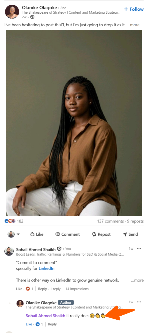 Olanike Olagoke Asked me the question to get her more engagement on LinkedIn